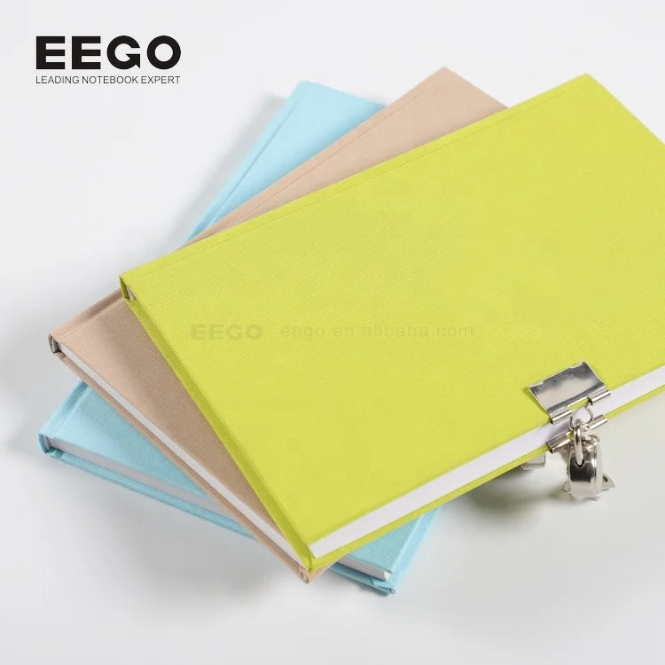 Fabric Linen Clothes Cover Private Label Journals Diary Notebook Fabric Cover Linen with Lock and Key