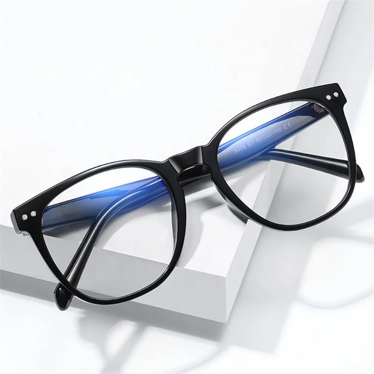 Jiuling Eyewear Insert Core Legs Eyewear Oversized Circle Frame Plain Spectacles clear Lenses Anti Blue Light Computer Glasses