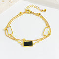 Stainless Steel Double Layers Hand Bracelet 18k Gold Plated Rectangle 3d Charm Roman Light Luxury Design Bracelets Jewelry