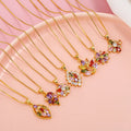 Merryshine Colorful Zircon Flower Simple Versatile Choker Gold Plated Clavicle Chain Peacock Shaped Pendant for Women