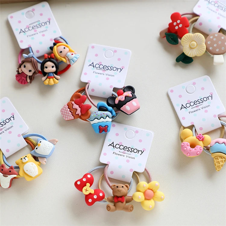 3PCS Cartoon Clouds Rainbows Princess Headwear Kids Elastic Hair Bands Children Tie Girls Accessories MegaBDM