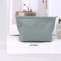 Custom Square Bottom Lake Blue Canvas Makeup Case Travel Portable Cotton Cosmetic Bag With Metal Zipper