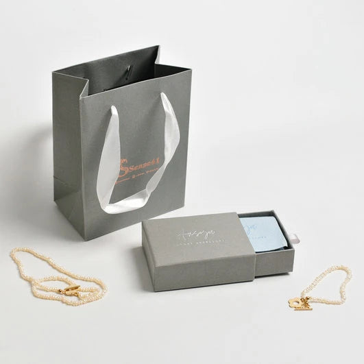 Custom Logo Jewelry Set Necklace Earring Drawer Box Microfiber Pouch Cardboard Bag