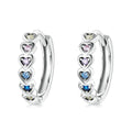 925 Sterling Silver Rainbow Zircon Love Heart Hoop S Earrings Wedding & Engagement Jewelry for Women Fine Jewelry Gift