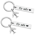 Stainless Steel Fly Safe Heart I Need You Here with Me Key Chain Custom Logo Airplane Charm Key Chain Dog Tag Key Rings