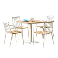 Modern Design Farmhouse Villa Eco-friendly Metal Wood Outdoor Dining Table Set with Aluminum Frame Stacking Chair