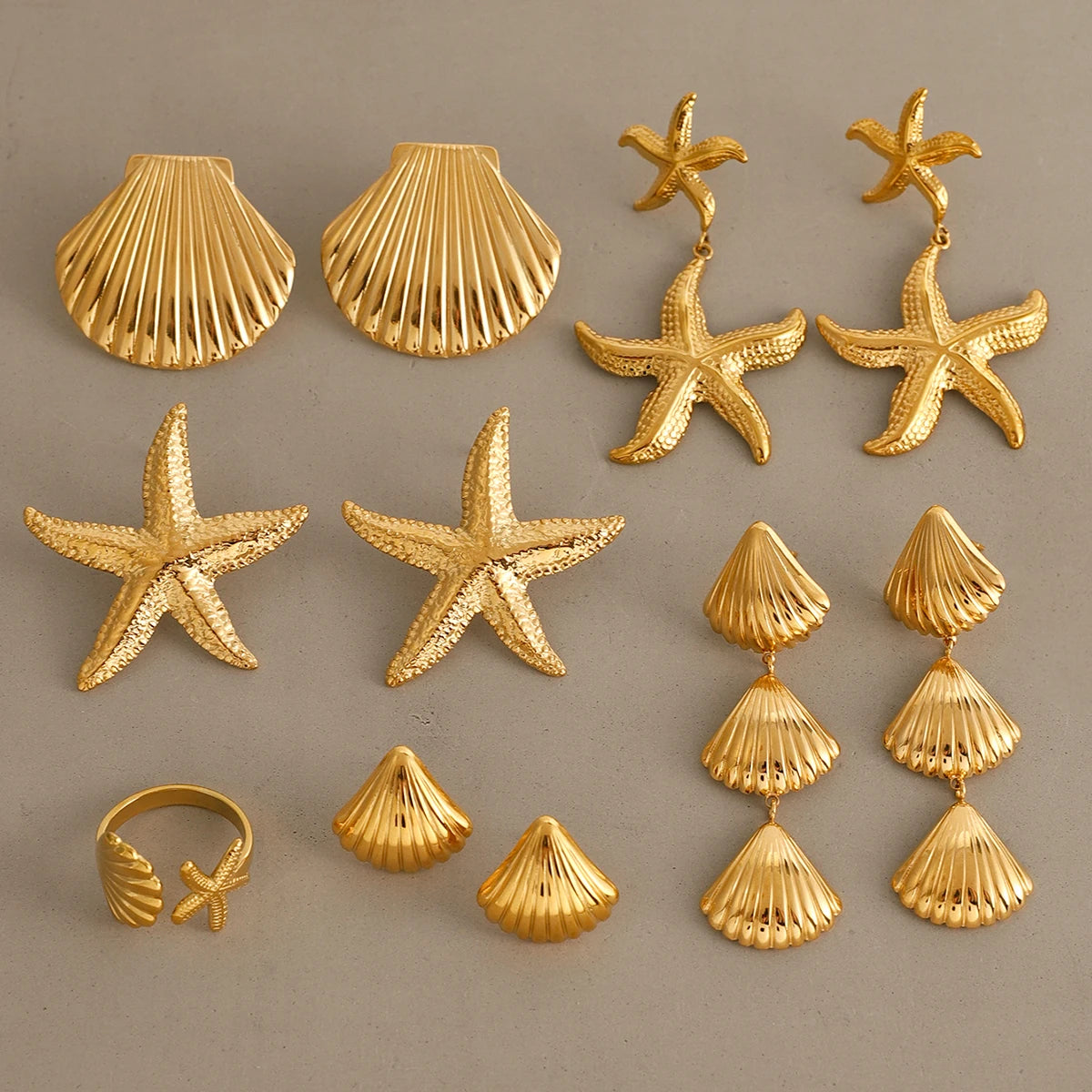 New Style Female High-Grade Drop Earrings Vintage Style Starfish Shell Earrings Non-Fading Design for Beach MegaBDM