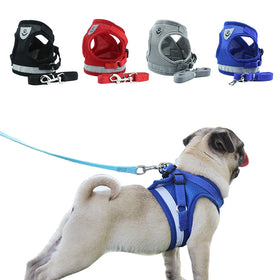 Wholesale Custom Breathable Vest Harness Leash Adjustable Mesh Nylon Solid Pet Reflective Dog Harness