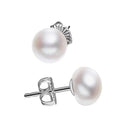 Natural Freshwater 925 Sterling Silver 6-11mm Pearl Classic Stud Earrings Minimalist