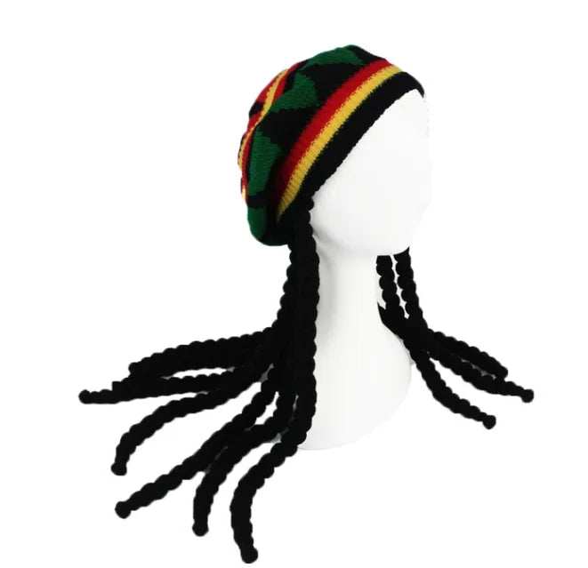 Hip Hop Cap Knitted Wig Braid Hat Male Jamaican Marley Rasta Beanie Winter Gorra Hombre Dreadlocks Party Wig