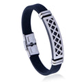 GJB187 Minimalism Fashionable 316l Stainless Steel Wristband Custom Jewellery Rubber Fashion Bracelet with Silicone Hand Band