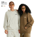 US Size 330 GSM 100% Cotton Oversize Custom Logo Without Hat Rope Raglan Terry Fabric Lining Pocket Pull Over Hoodie