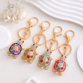 Colorful Turtle Keychain Rhinestone Metal Key Ring Cute Bag Charm Pendant Fashion Animal Keychain Gift for Kids Women