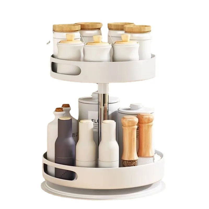 Single Tier Carbon Steel Non-Folding Spice Pantry Cabinet Organizer Lazy Susan Turntable Standing Type Installation Rotating