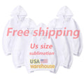 Sublimation Blank Hoodie US Size Free Shipping  Unisex Wholesale Custom logo Blank Sportswear 100% Polyester Sublimation Hoodie