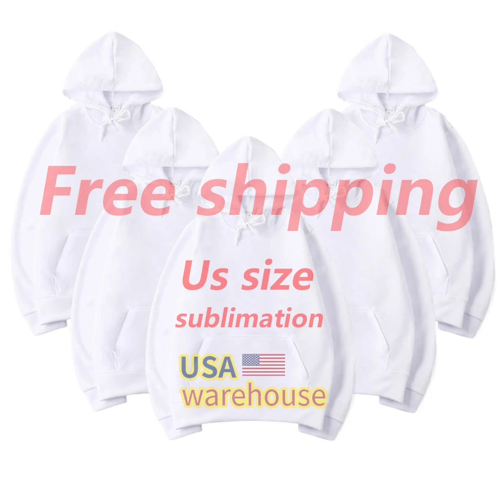 Sublimation Blank Hoodie US Size Free Shipping  Unisex Wholesale Custom logo Blank Sportswear 100% Polyester Sublimation Hoodie