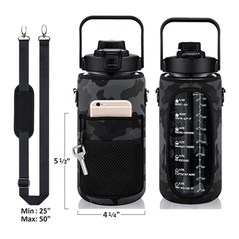 64OZ/2000ML Customizable Logo Holiday Gift Water Bottle With Cup Cover Sports Water Bottle