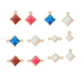 Tiny 14K Gold Filled Rhombic Bezel Charms Permanent Jewelry Findings Sterling Silver Opal Connectors