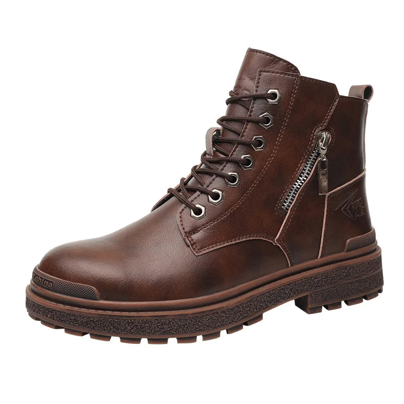 ZG8843 Wholesale Winter Brown Microfibre Leather Upper Rubber Outsole Steel Toe Anti-Slip Anti-smash Anti-puncture Work Safety