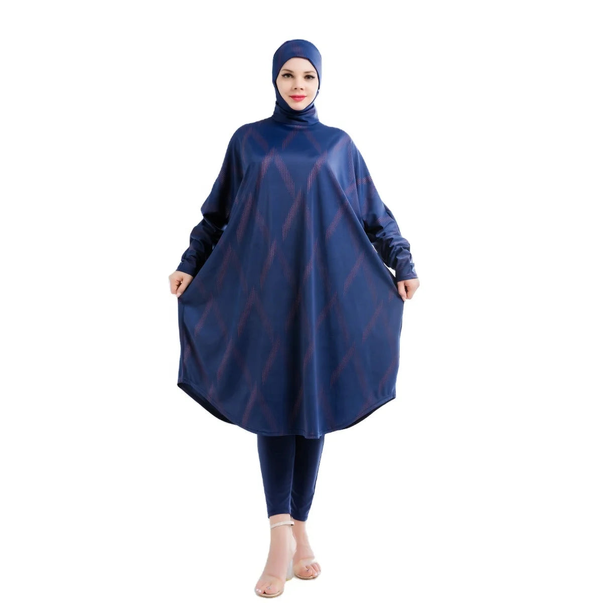 MOTIVE FORCE Hot Selling Bronzing Printing Swimsuit 3pcs Long Sleeve Muslim Swimwear Burkini Islamic Swimsuit