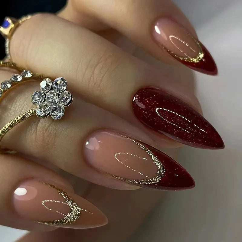 Higher Quality Almond Stiletto False Nails Custom Design and Package Press on Nails Private Label Artificial Fingernails Acrylic