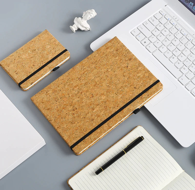 2027 New Material Natural Stylish Linen Canvas Cork Fabric Hard Cover Pocket OEM A5 Organizer/Planner Business Office Diary