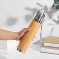 FX Factory Business Gift Tumbler Classic Style Bamboo Bullet Water Thermos with Custom Logo Printing Stainless Steel Material