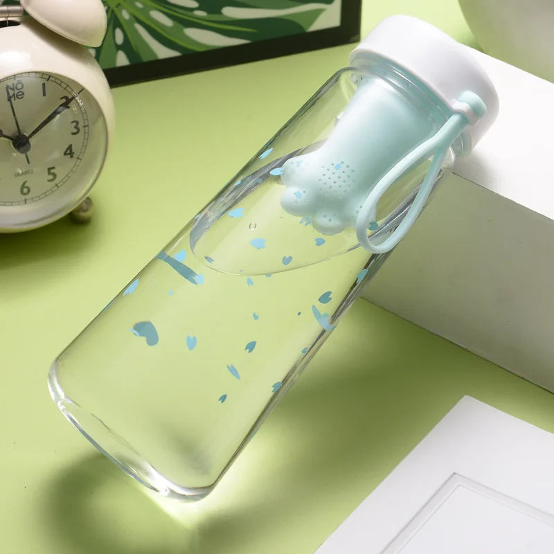 Promotional New 550ml Kawaii Reusable Sport Plastic Bottles Cat Paw Infuser Filter Leakproof Drinking Travel Direct Drinking