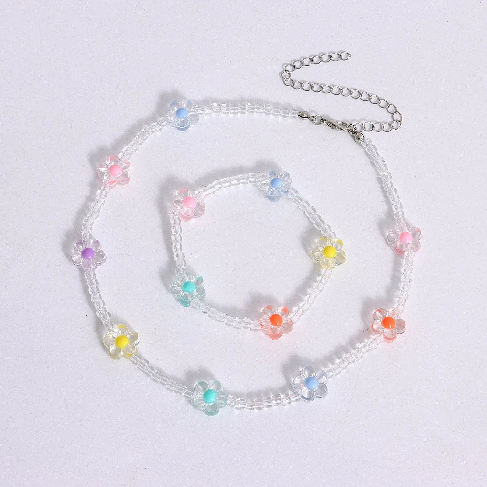 Bohemian Colorful Seed Glass Bead Beach Flower Knitting Necklace GMN010