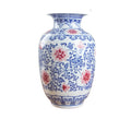 Classic Chinese Decorations Ceramic Table Vase With Red Flower Wholesale Blue and White Porcelain Vase