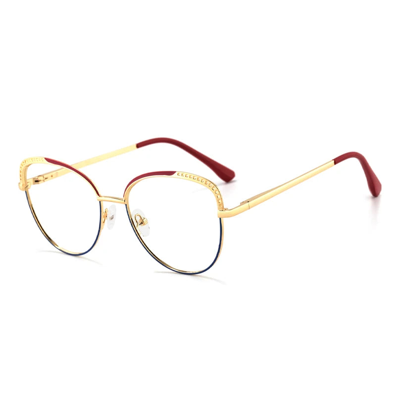 Women Cat Eyes Glasses Frames Fashion Anti Blue Light Cat Eye Glasses Trendy Metal Optical Glasses Frame Women Designer Eyeglass