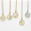 Sea Shell Pendants CZ Necklace Set Collares De Acero Inoxidable Por Mayor Zodiac Necklace Women Non Tarnish Jewelry