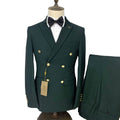 Green White Black Men'S Business Casual Suit Classic Double Breasted Suit Two Piece Set Jacket Pants Man Wedding Tuxedos Dress