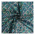 Latest Design Peacock Green Checkered Lace Clothes Sequin Embroidery Lace Fabric Scalloped Edge  Vintage Embroidery Fabric