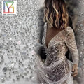 Crystal Sequins Bridal Luxury High Density Embroidery Beads Wedding Tulle White 3D Heavy Beaded Lace Fabric