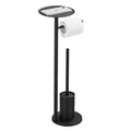 Modern Free Standing 304 Stainless Steel Bathroom Toilet Paper & Tissue Roll Holder with Long Handle for Home & Hotel Use