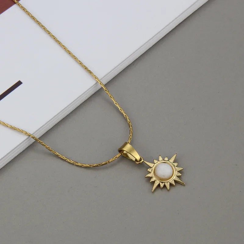 Hot Sale Stainless Steel Enamel Colorful Sun Star Necklace Pendant Fashion Jewelry for Women Girls