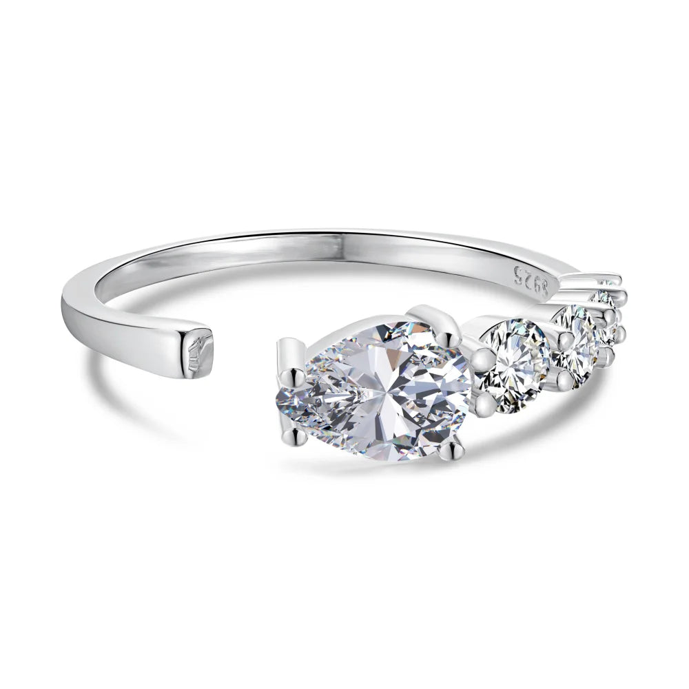 Dylam Simple Design Women 925 Sterling Silver Rhodium 18K Gold Plating Open Adjustable Snake 5a Zirconia Promise Engagement Ring