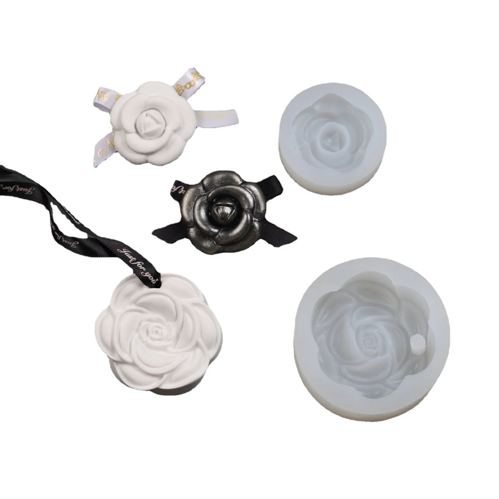 Camellia Pendant Silicone Mold Flower Aromatherapy Plaster Soap Flower Mold for Hanging Decoration