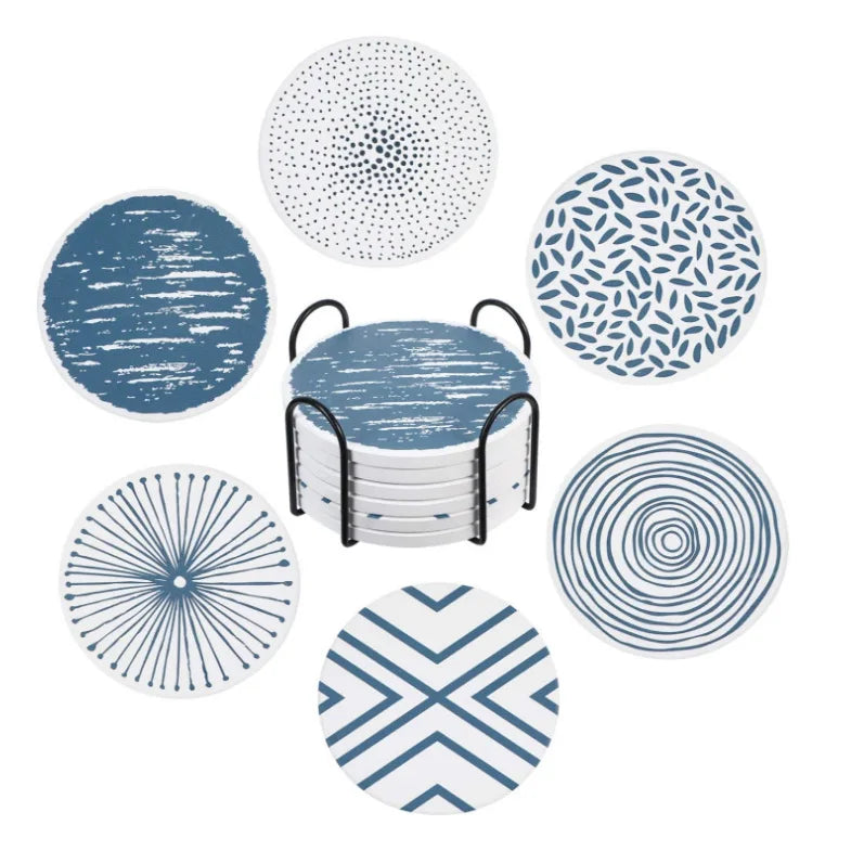 Customizable Logo Circular Dining Mat Eco-Friendly ABSORPTIVE ABSORBENT CERAMIC CUP PAD Colorful Heat Transfer Printing Bowl Mat