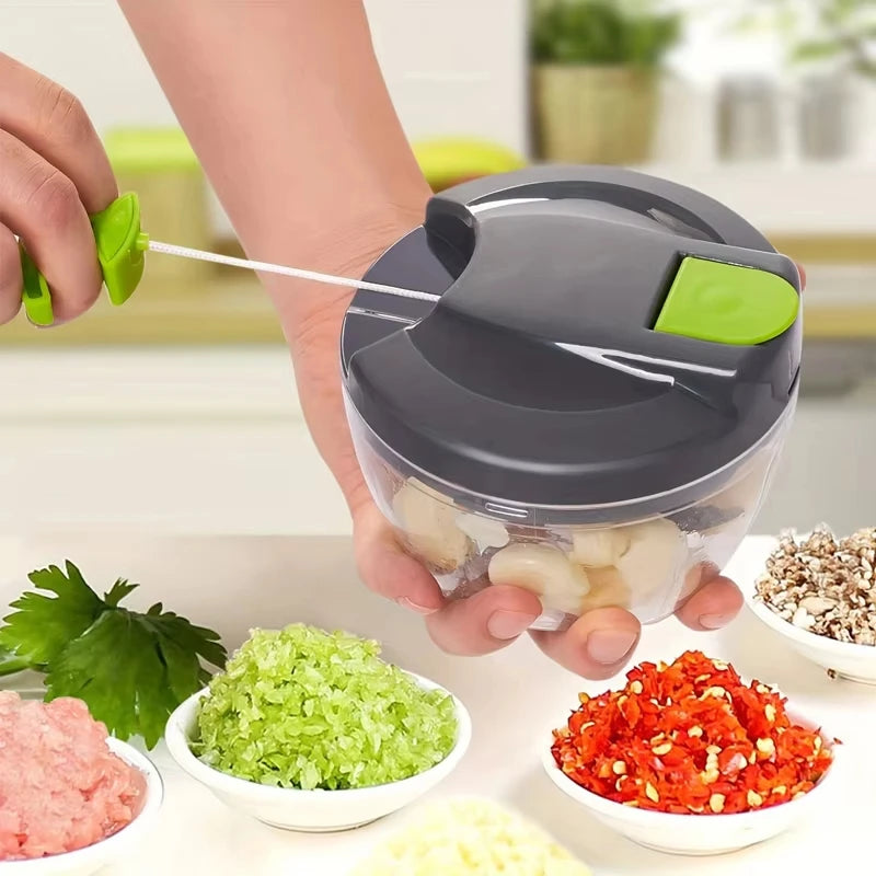 500ML Manual Food Processor Vegetable Chopper Hand Crank Garlic Mincer Portable Onion Cutter Fruits Herb Kitchen Accessories