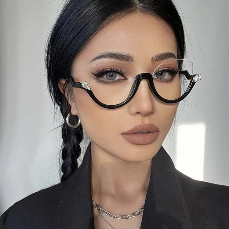SKYWAY Fashion Half Frame With Diamond Cat Eye Anti Blue Light Blocking Eye Glasses Frames