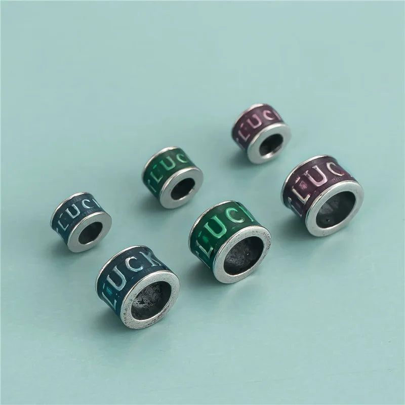 Wholesale 925 Sterling Silver Oil Drip Enamel Round Spacer Beads for Pendant Necklace Bracelet Jewelry Making Supplies