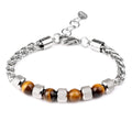 Natural Tiger Eye Beads Twists Chain Stainless Steel Bracelet
