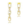 Fine Jewelry Earrings 925 Sterling Silver Punk Long and Short Chain Shaped Paper Clip Zircon Gold Plated Stud Earrings for Women