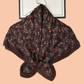2025 Versatile Cotton Hemp & Polyester Square Scarf Small Floral Printed Voile for Women 90cm Headscarf