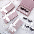 5 Pairs 100% Real Fake Mink Fur Eyelashes 3d Natural 25mm Soft Mink Lashes With Custom logo Paper Box pink Wholesale