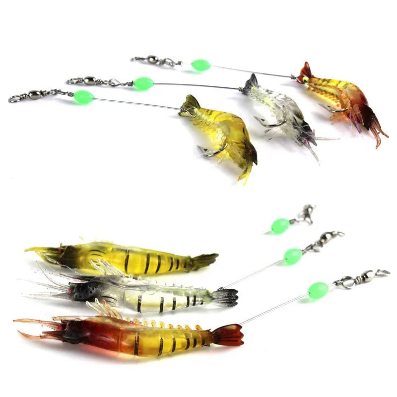 Factory Direct Sales with Luminous Hook Luya Bait Perch Warped Mouth Luya Bait with Hook Shrimp 9cm Simulated Prawn