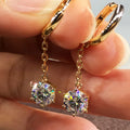CAOSHI Custom Fine Round Imitated Diamond Gold Plated Tassel Earrings Wedding Fashion Party CZ Drop Earrings Jewelry for Women