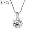 CZCITY Simple Fashion Women Jewelry Solitaire Pendant Necklace One Carat Moissanite Diamond Chain Necklace
